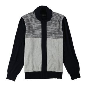 Sean John Mens Zig-Zag Colorblocked Cardigan Sweater, Blue, NWT